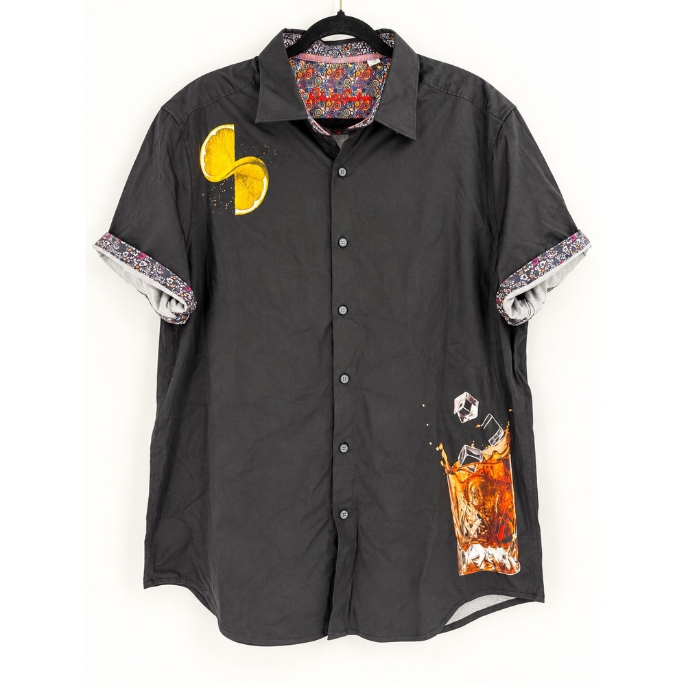Robert Graham Lemons Button Shirt Mens 2XL Black Twist Whiskey Classic Fit NWT